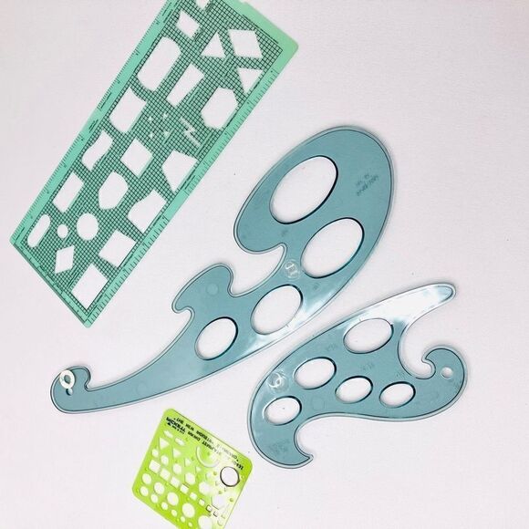 4 Pcs Geometric Pattern Drawing Template for Students - Picture 1 of 5